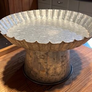 Rustic galvanized tin cake dessert stand. New